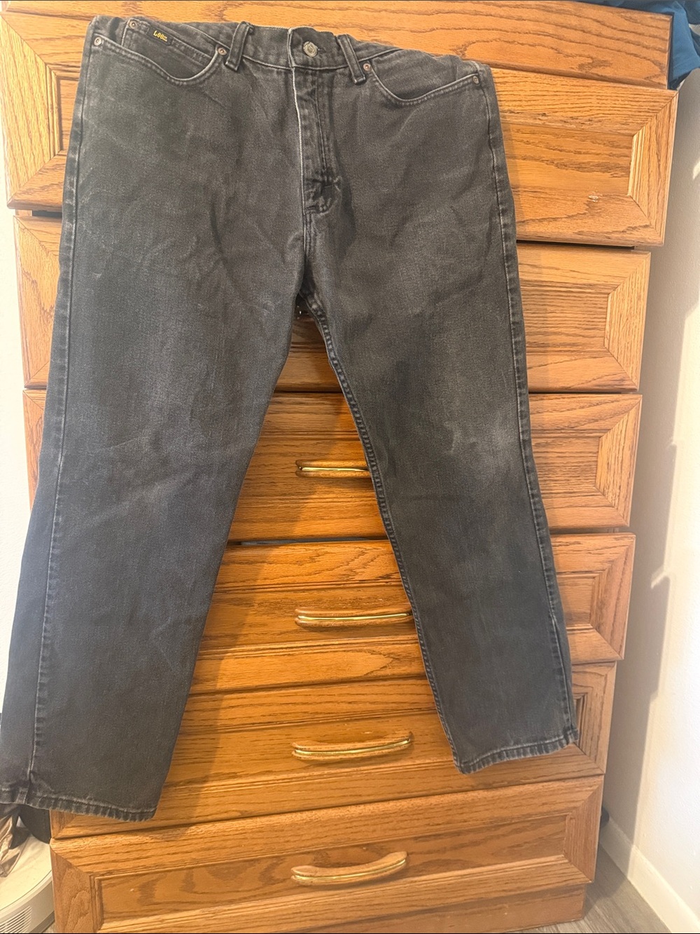 Lee Men's Straight Gray-Black Denim Jeans